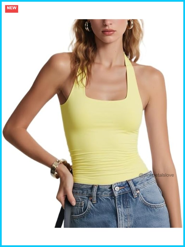 Halter Backless Double Line Tank Top Y2k Summer Going Out Crop Top
